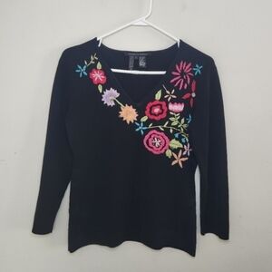 Women's Michelle Nicole Floral Embroidery Top Sz Large